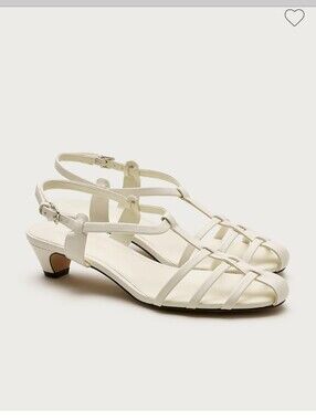 J.Crew Women's White Strappy Cage-toe kitten heels in leather Sz 8 $178 Display